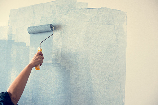 Unknown Bayshore Resident Using Roller Brush To Paint House Blue